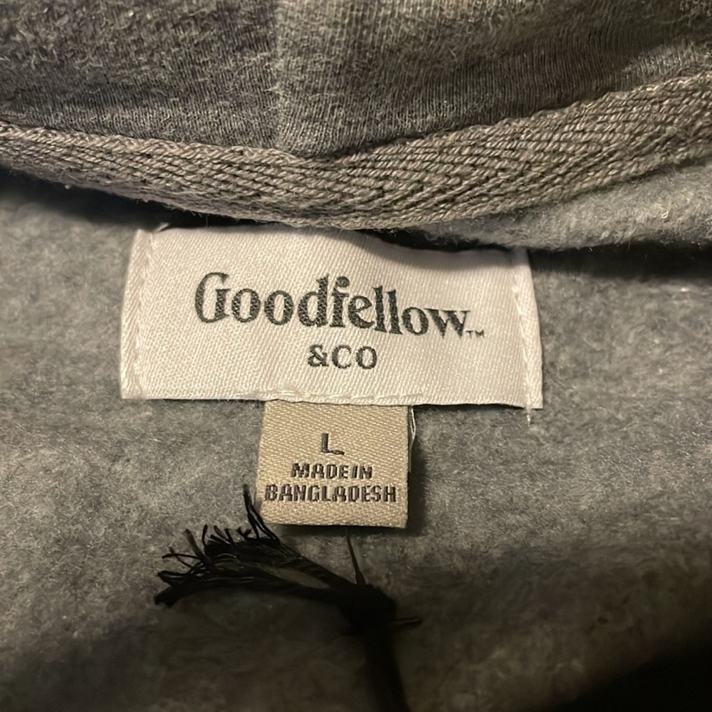 GOODFELLOW & CO. Full Zip Front Fleece Hoodie, Pockets, Men’s L, Gray Green - Picture 4 of 8